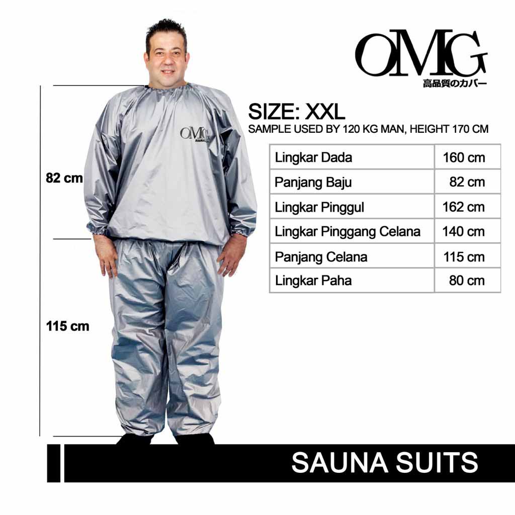 OMG Sauna Suit / Baju Sauna / Jaket Celana Sauna Pembakar Lemak Pria - Wanita