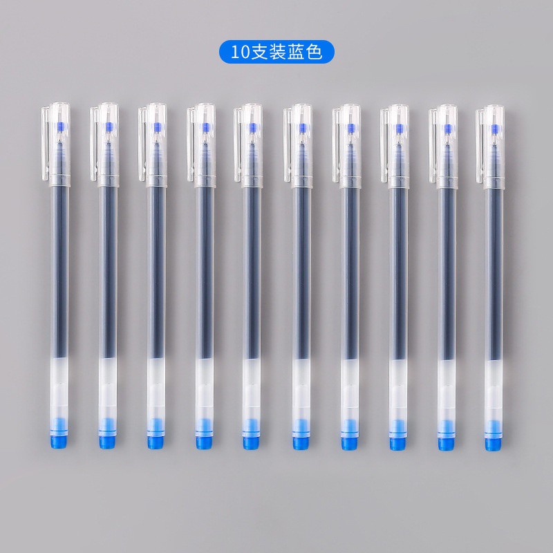 10pcs/set Pengisi Pena Gel Tinta Merah Biru Hitam 0.5mm Alat Tulis Kantor Sekolah