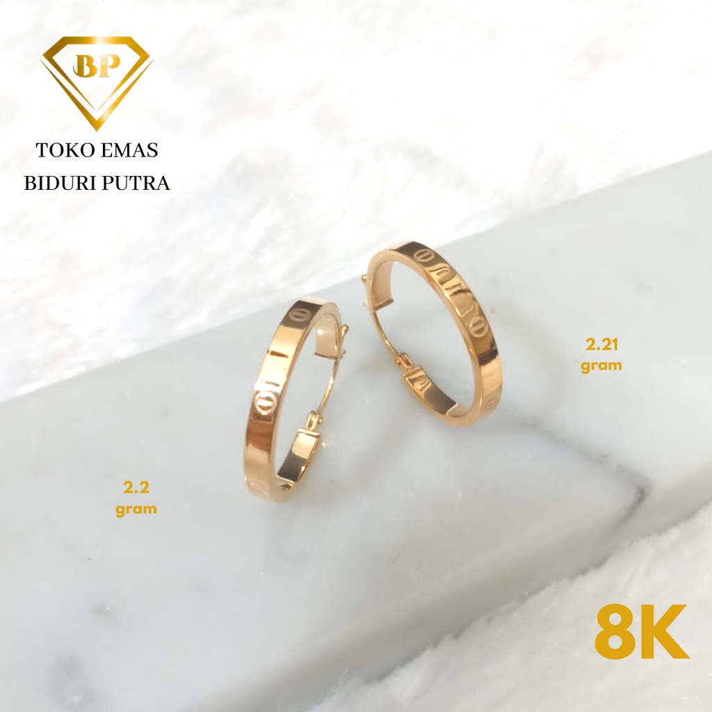 Anting Jepit Elegant Emas Asli Kadar 8K/375 Toko emas biduri putra