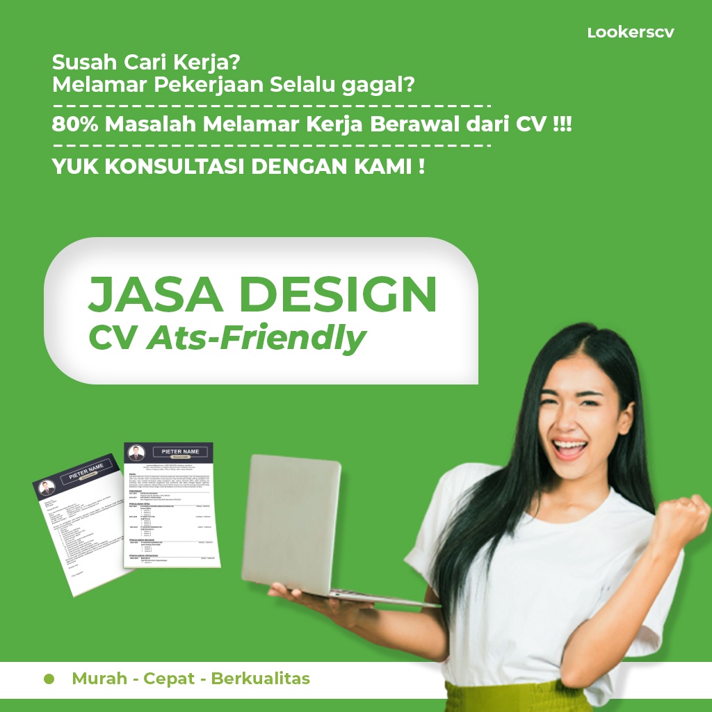 Jasa Desain Pembuatan Bikin CV | CV ATS | Curriculum Vitae | Surat Lamaran Pekerjaan | Portofolio | 