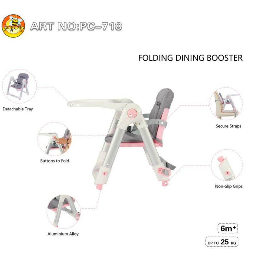 Baby Chair Folding Dining Booster Pacific PC718 Kursi Makan Anak Bayi SNI-1