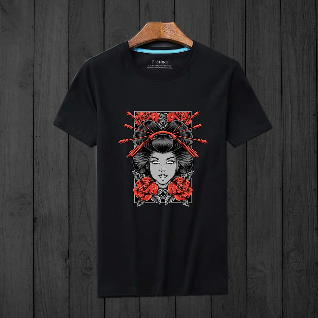 Kaos Tshirt Pria Geisha Atasan Lengan Pendek Baju Basic Jepang