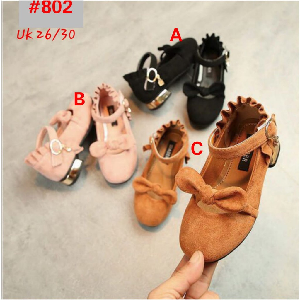 Sepatu Pesta Anak Perempuan Pita Flanel 3W/ Sepatu Anak Import