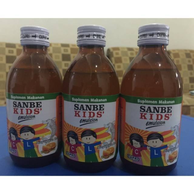 [FREE 2 MASKER EVO 3 ply] 5 SANBE KIDS EMULSION 200ml - suplemen multi vitamin kalsium anak dewasa