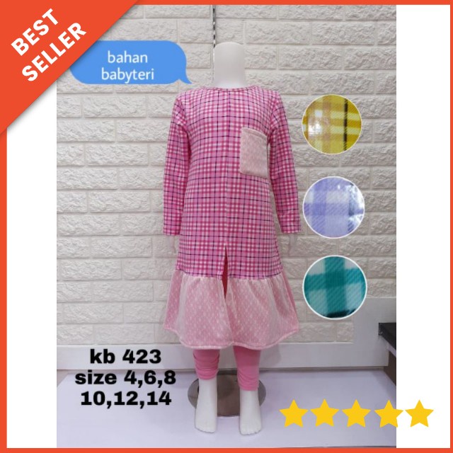 SETELAN BAJU MUSLIM ANAK PEREMPUAN SETELAN TUNIK LEGGING PREMIUM 4-13 TAHUN BULBERI KIDS KB423