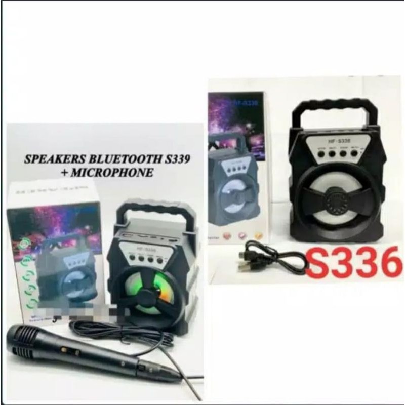 Speaker Karaoke Bluetooth Portable Free Microfon HS S336 339