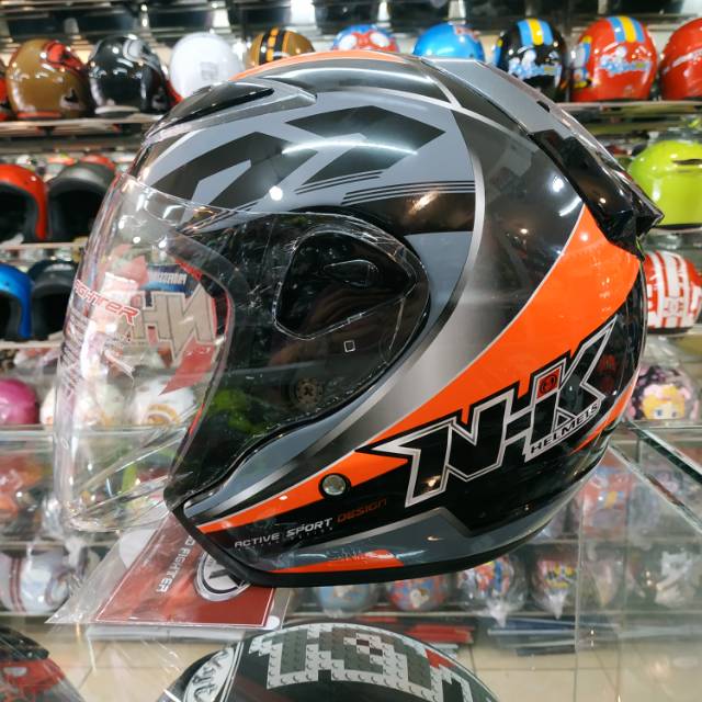 NHK R6 Uriken Silver Orange Helm SNI Halfface