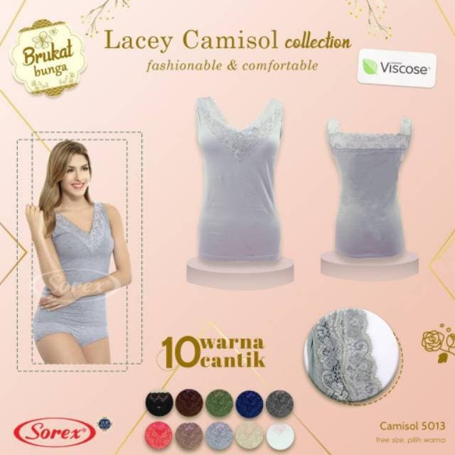 atasan tank top singlet tanktop camisol sorex 5013 5011 5001 renda dan polos tali lebar