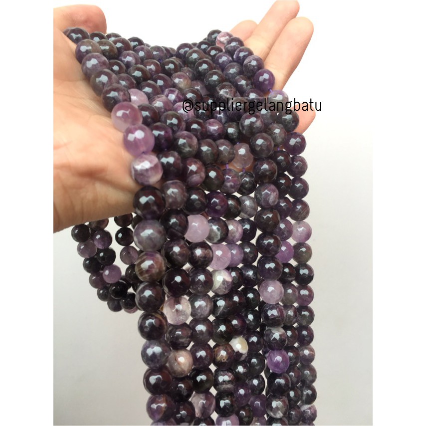 Batu kecubung brazil asli FACET 10mm CUTTING purple amethyst asli ungu aksesoris fashion online shop