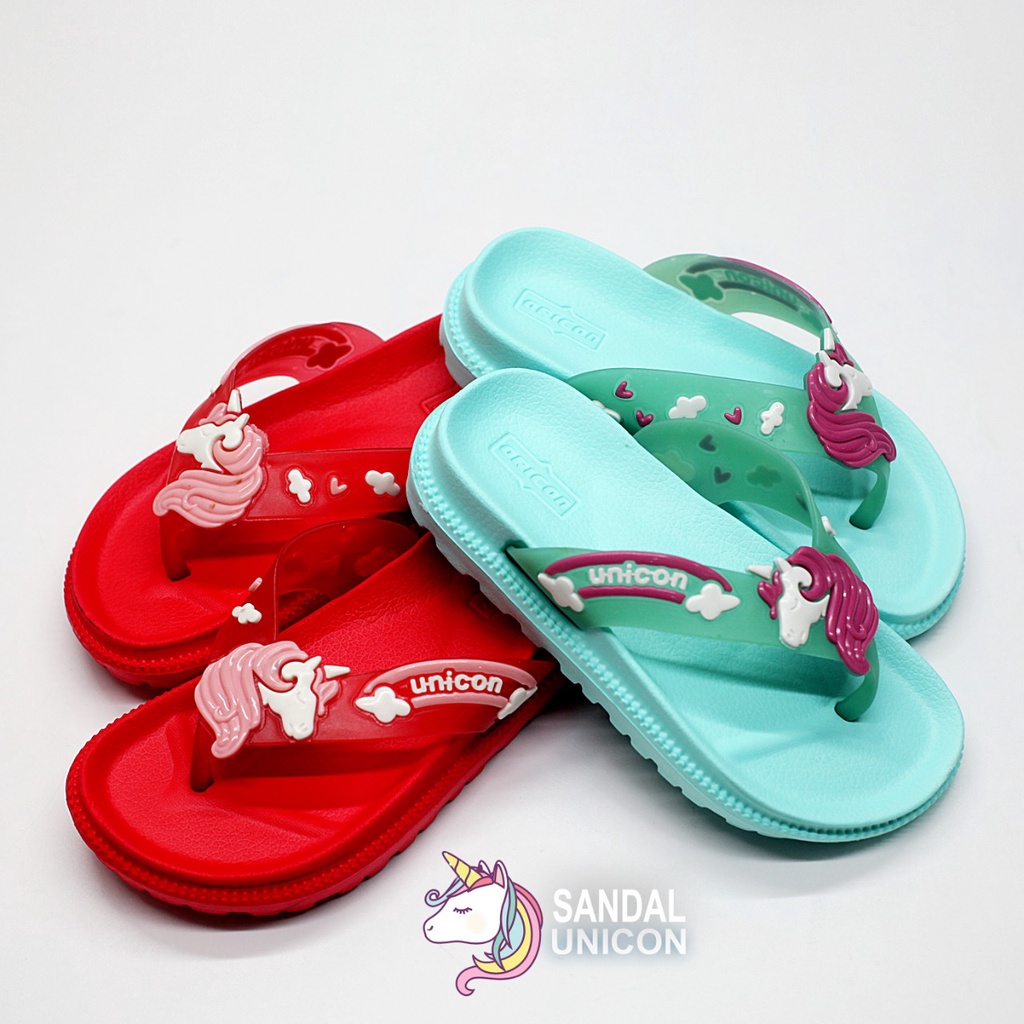 Sandal Jepit Anak Perempuan Bahan Karet Anti Licin Dan Nyaman Motif Unicon Size 24-35