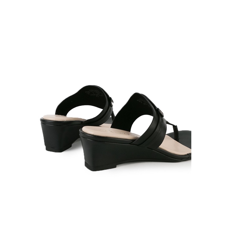 SANDAL WEDGES KULIT HUSH PUPPIES WANITA ORIGINAL TERBARU HITAM HW08