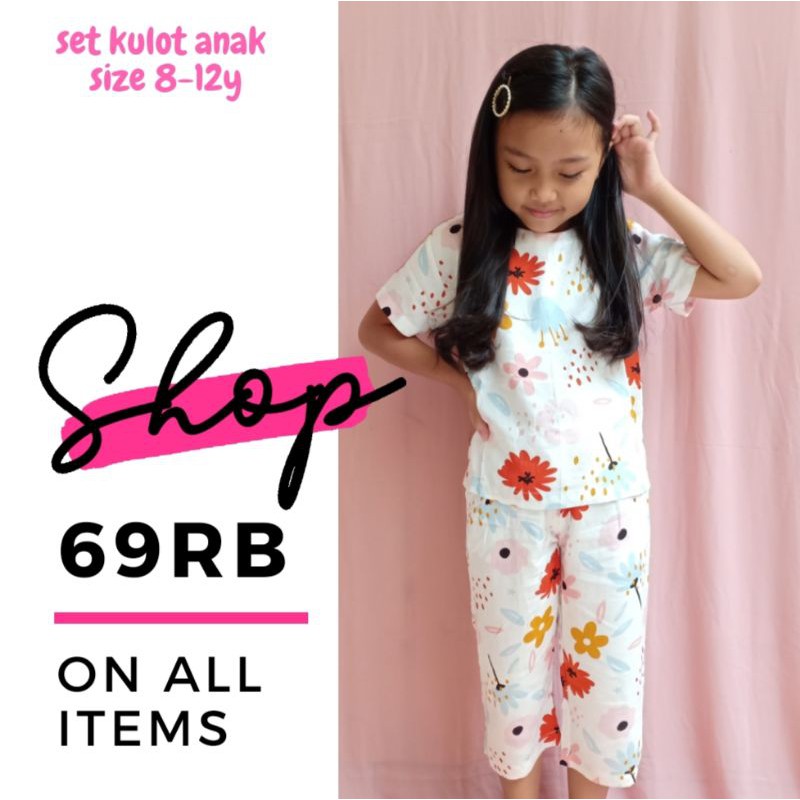 SETELAN  ANAK PEREMPUAN GIRL (KULOT) 8-12 TAHUN, BAJU SETELAN ANAK PEREMPUAN