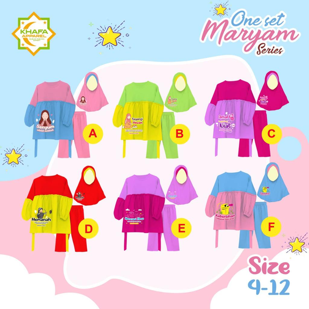 Setelan Muslim Anak Perempuan - One Set Anak Lucu - Baju Anak Gemas -  Gamis Anak -  Setelan Gamis Panjang -  Setelan Anak Murah - Joyashuz