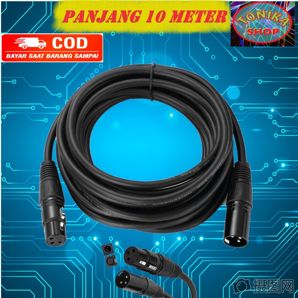 Kabel Microphone Karaoke konektor / colokan micropon ke amplifier Shielded XLR M/F panjang 10 meter