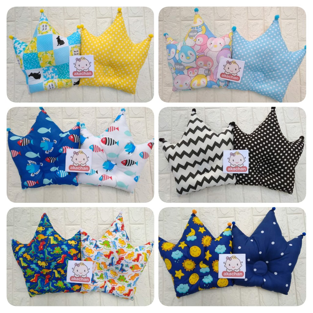 Bantal Bayi Anti Peyang Boy Girl Baby Crown Pillow Bayi Anti Peang akachan Cowo Cewe bcr