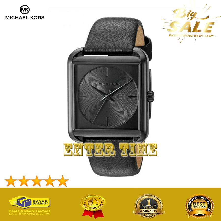 BIG SALE  JAM TANGAN WANITA KEREN MICHAEL KORS MK2586 LEATHER FULL BLACK JAM TANGAN IMPORT TERBARU B
