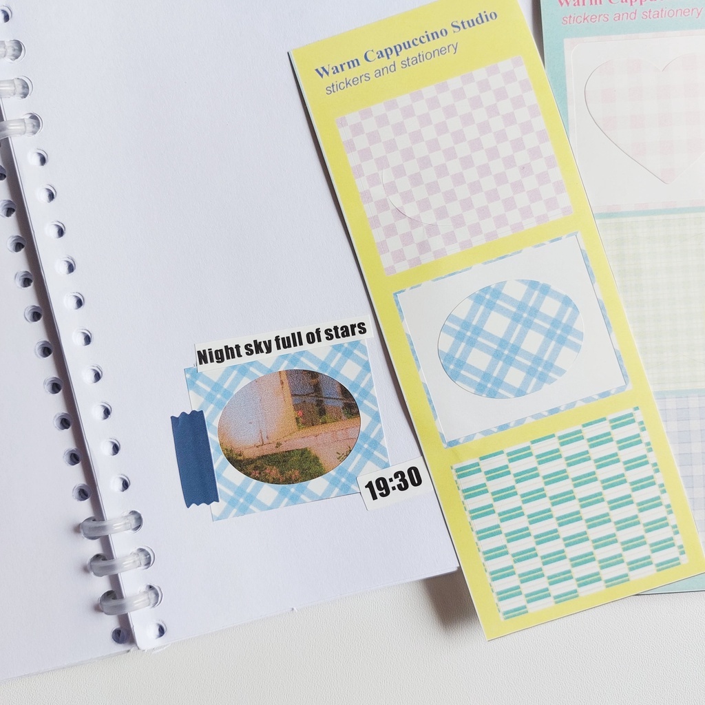 

[Warm Cappuccino] Sticker Frame Plaid and Checkerd ( bingkai stiker frame toploader hiasan kpop )