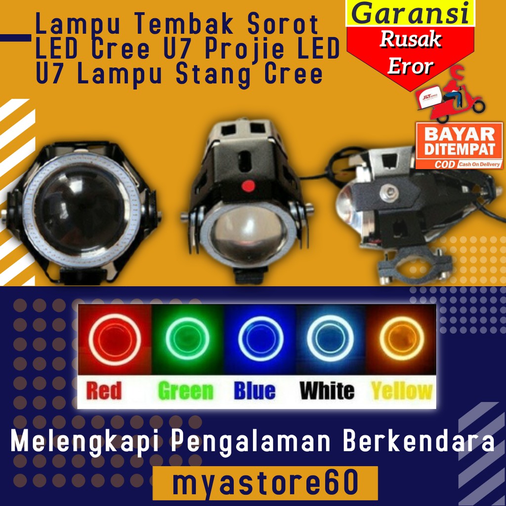 Lampu Tembak Sorot LED Cree U7 Projie LED U7 Lampu Stang Cree Semua Motor Universal