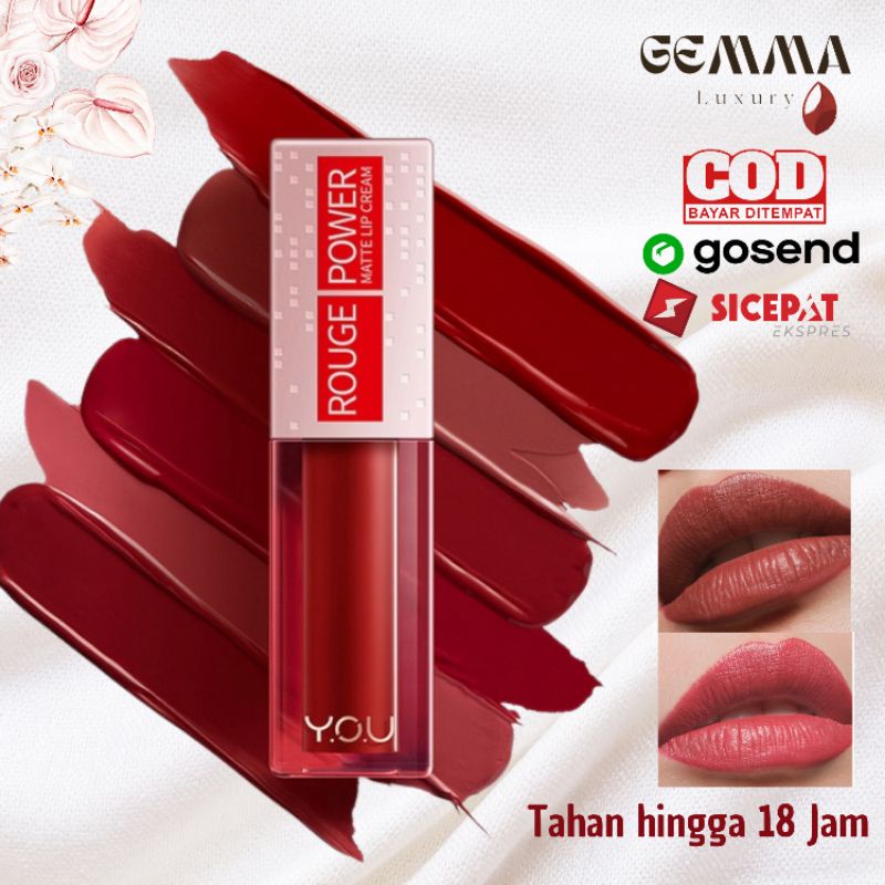 (GOSEND/COD) YOU ROUGE POWER MATTE LIP CREAM | MATTE FINISH, TAHAN LAMA, NOURISHING, WATERPROOF TAHAN HINGGA 18 JAM