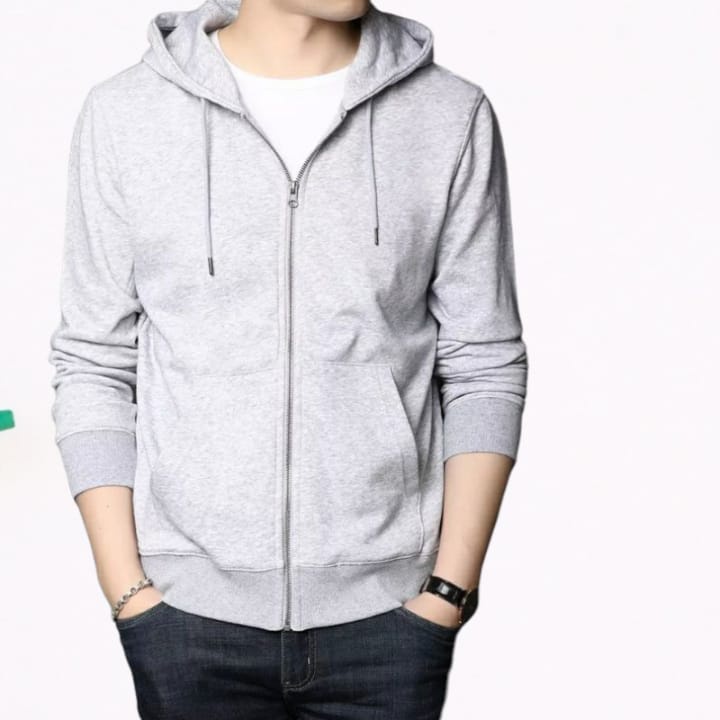 SWEATER HOODIE POLOS RESLETING ZIPPER BAHAN KATUN FLEECE TEBAL HODIE OVERSIZE M - 3XL