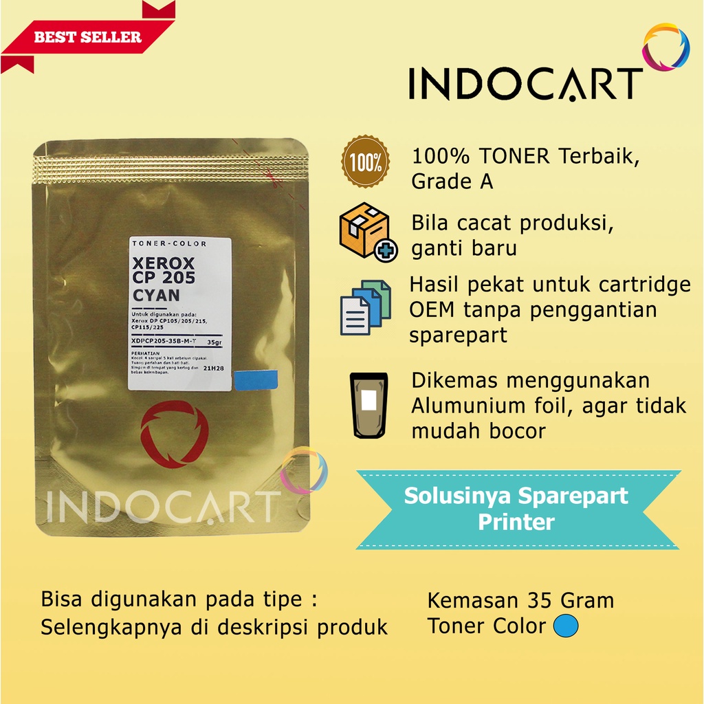 Serbuk Toner Warna Jepang-Xerox DocuPrint CP205 CP215 CM205-CMY-35gr