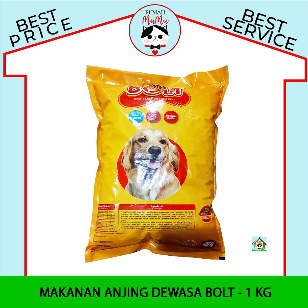 MAKANAN ANJING DEWASA MERK BOLT 1 KG