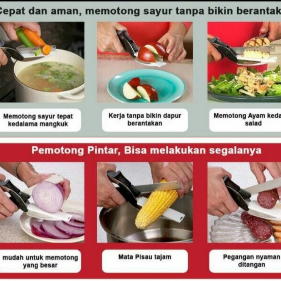 

Clever Cutter Gunting Pemotong Gunting Sayur Buah Serbaguna Pisau Dapur Talenan