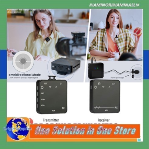 MIC Microphone Wireless Kamera HP with Lavalier Untuk Camera Vlogger Live streaming Makeup Live