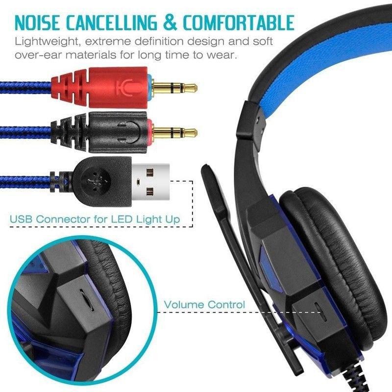 Gaming Headphone Headset LED with Mic