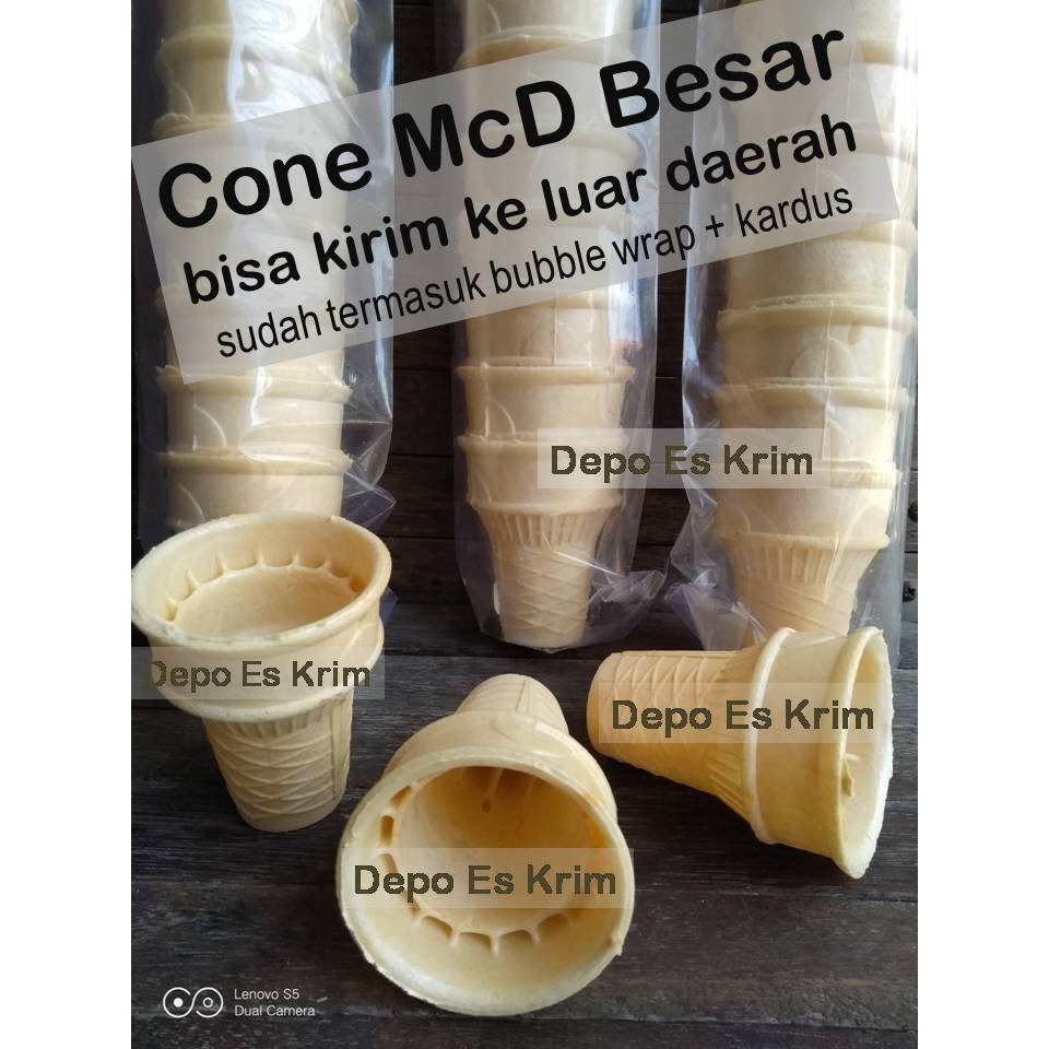 Cone McD Besar 40 pcs + Bubble Wrap No COD (Contong Ice Cream Corong Opak Kerupuk Cuncum Es Krim persis McDonald's / Diamond)