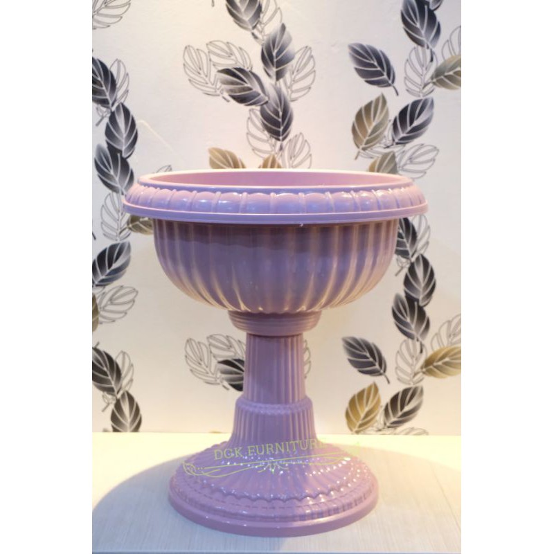Pot Bunga Piala Kaki Panjang Plastik Diameter 47 cm (PINK, HIJAU, PUTIH, COKLAT)