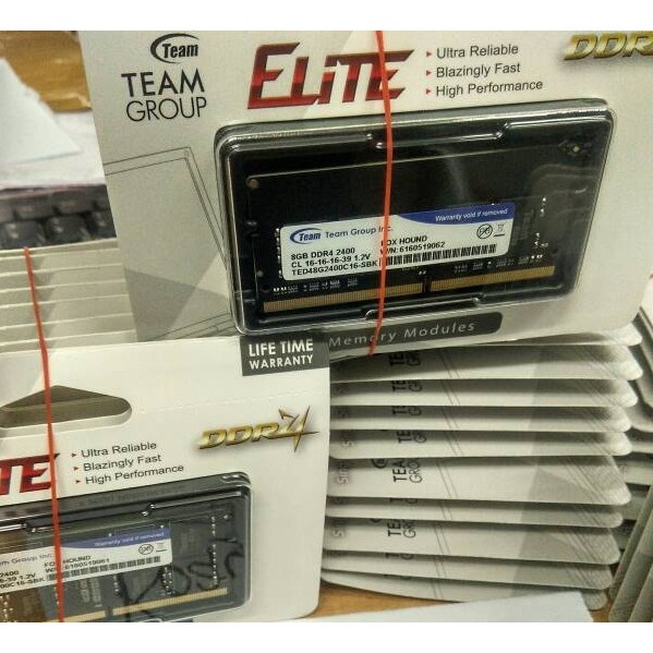 ORIGINAL Ram Team Elite SODIMM DDR4 PC19200 8GB 2400Mhz TED48G2400C16-SBK TERLARIS