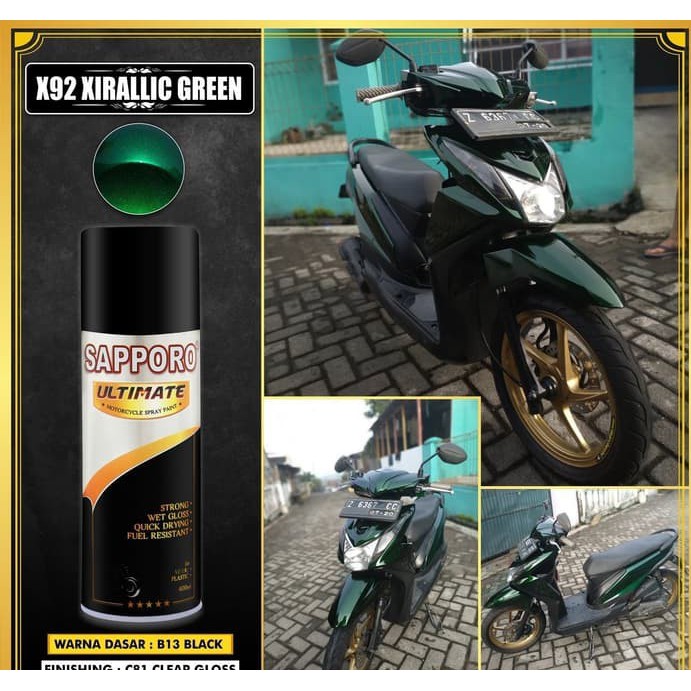 Cat Semprot Sapporo Ultimate X92 Xirallic Green / Sapporo Spray / Xirallic Hijau / Siralik Hijau