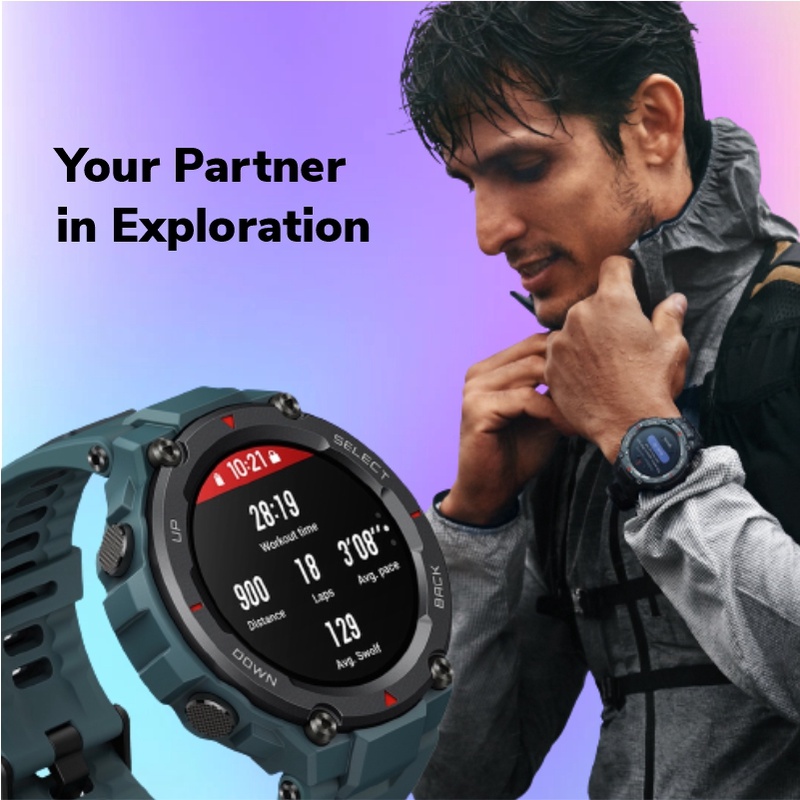 Amazfit T Rex Pro Smartwatch 1.3&quot; Amoled screen GPS 10 ATM waterproof 100+ Sports Modes 18 Day Battery Life digital jam tangan with SpO2