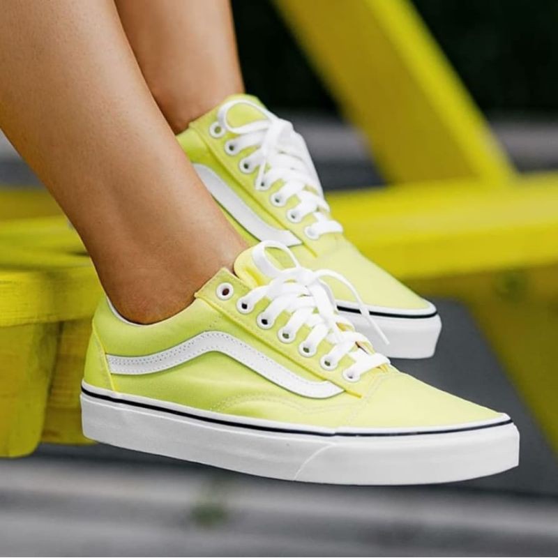 neon vans old skool