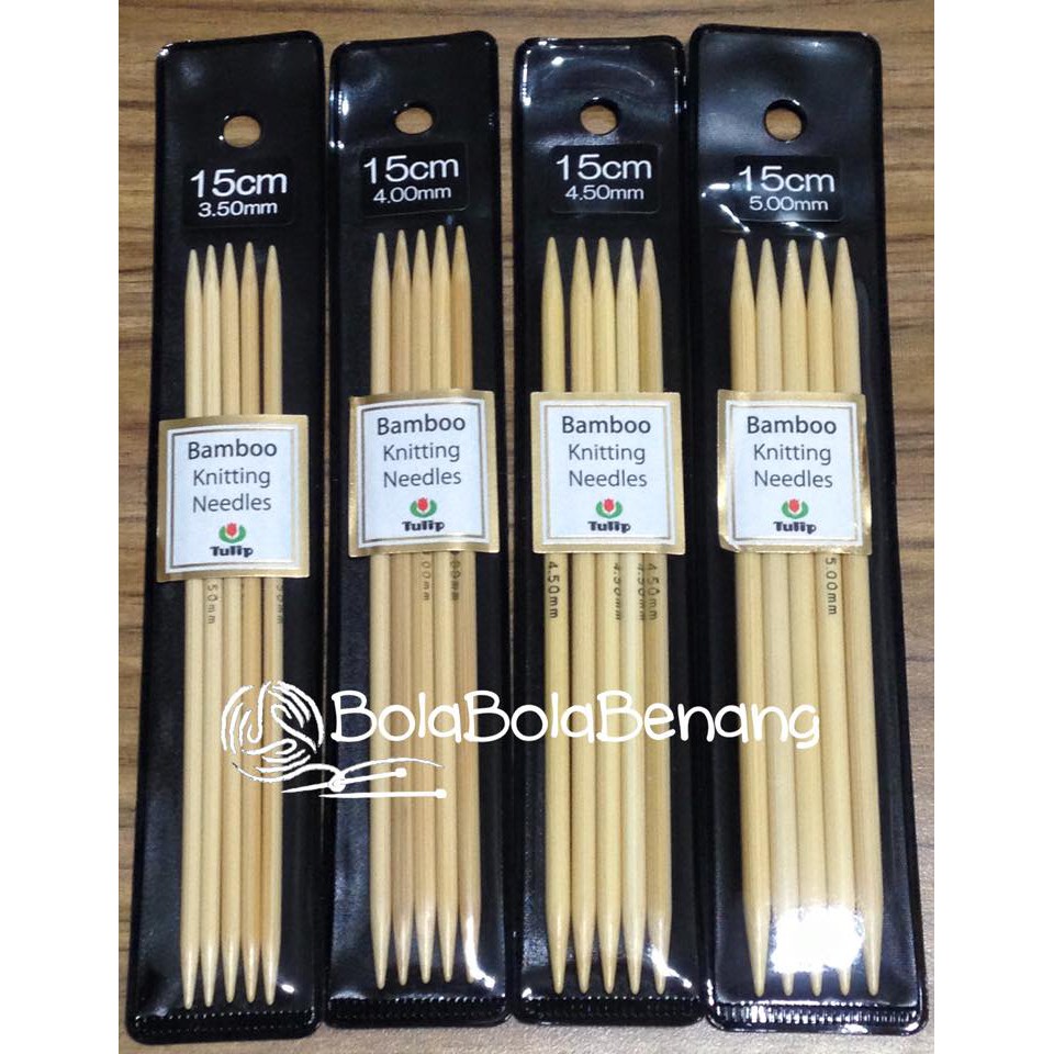 Tulip Bamboo DPN 15cm pilihan ukuran: 3.0mm/3.5mm/4.0mm/4.5mm/5.0mm - Alat Rajut
