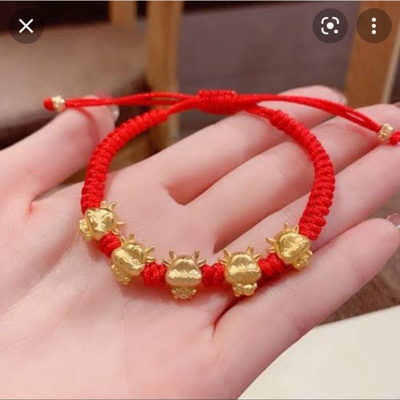 MELDY SHOP ~ Gelang tenun tali tibet emas hongkong 24 karat kadar 999 tali cina buatan tangan 12 shi