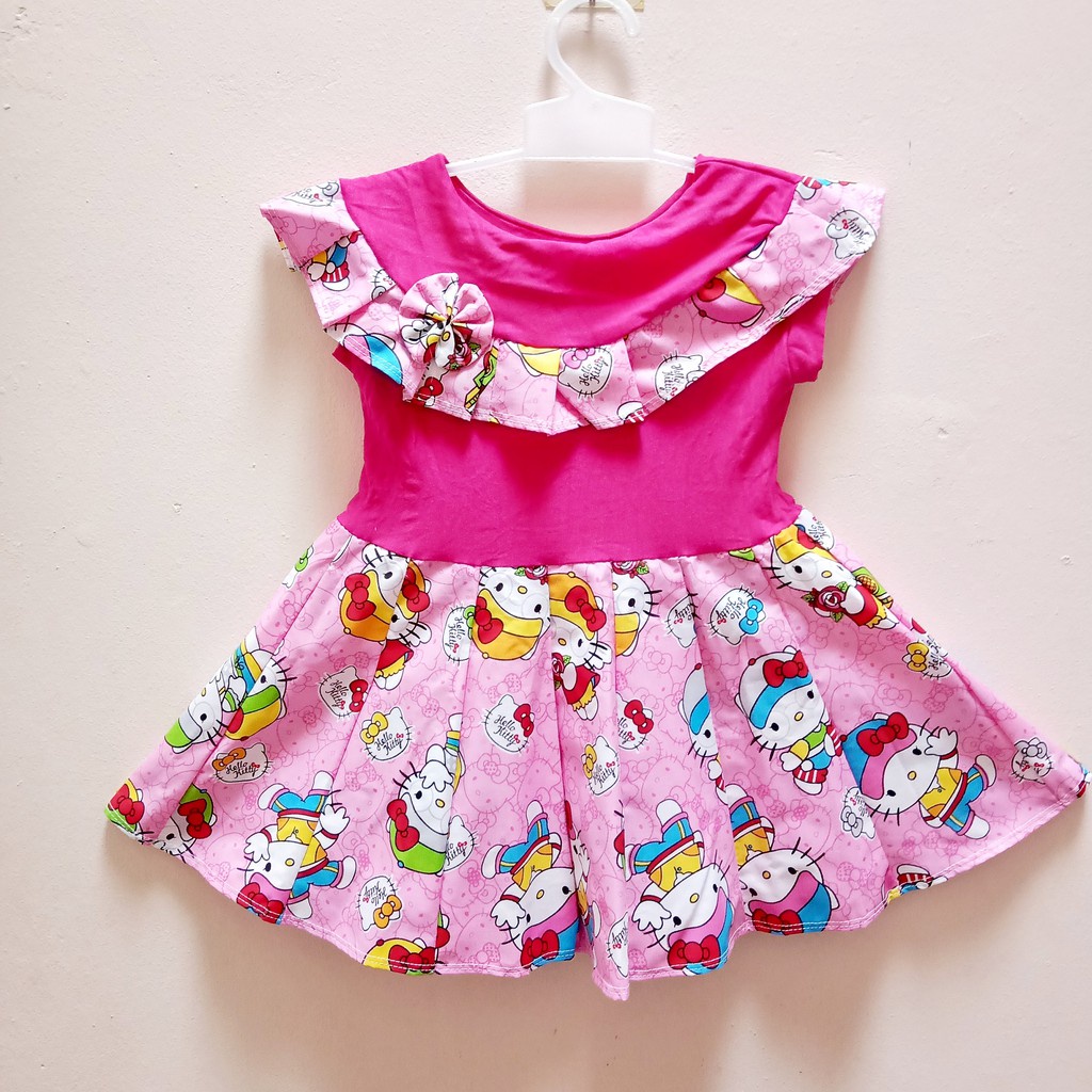 Dress Ruffle Untuk Usia 1-2 Tahun - Dress Anak Berkerah Rumbai - Dress Anak Perempuan Harian Murah