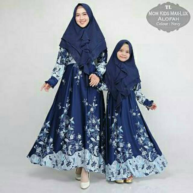 GAMIS SYARI JUMBO COUPLE IBU ANAK SAKURA MAXMARA HITAM  BUSANA MUSLIM MEWAH LEBARAN GOOD QUALITY