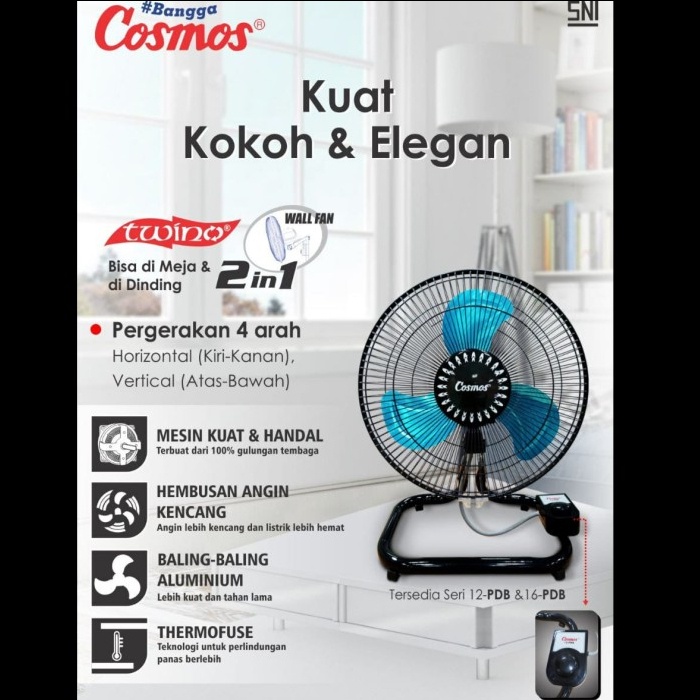 COSMOS - KIPAS ANGIN 16 PDB 16 INCH bisa Meja & Dinding