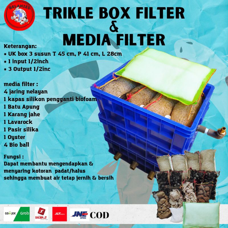 TRICKLE FILTER KOLAM IKAN KOI BOX FILTER KOLAM IKAN KOI dengan MEDIA FILTER