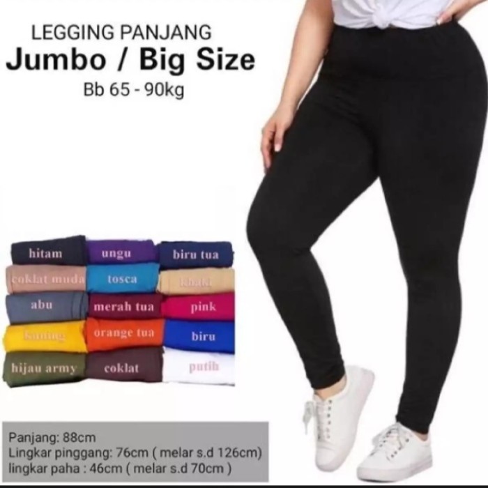 Celana Legging Super Jumbo Polos Wanita Panjang BB 40 - 120kg L - 4XL