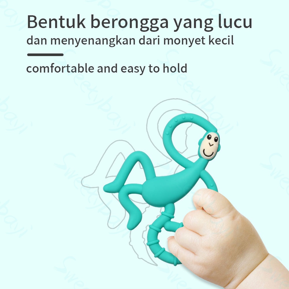 Sweetybayi Teether bayi silikon / gigitan bayi model monyet / molar stick bayi BPA Free