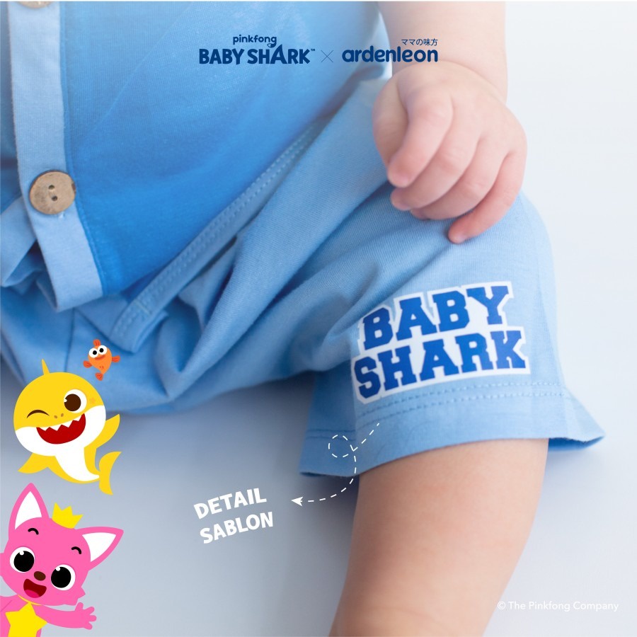 ARDENLEON x Pinkfong Baby Shark Baby Button Short Setelan Bayi 1.0