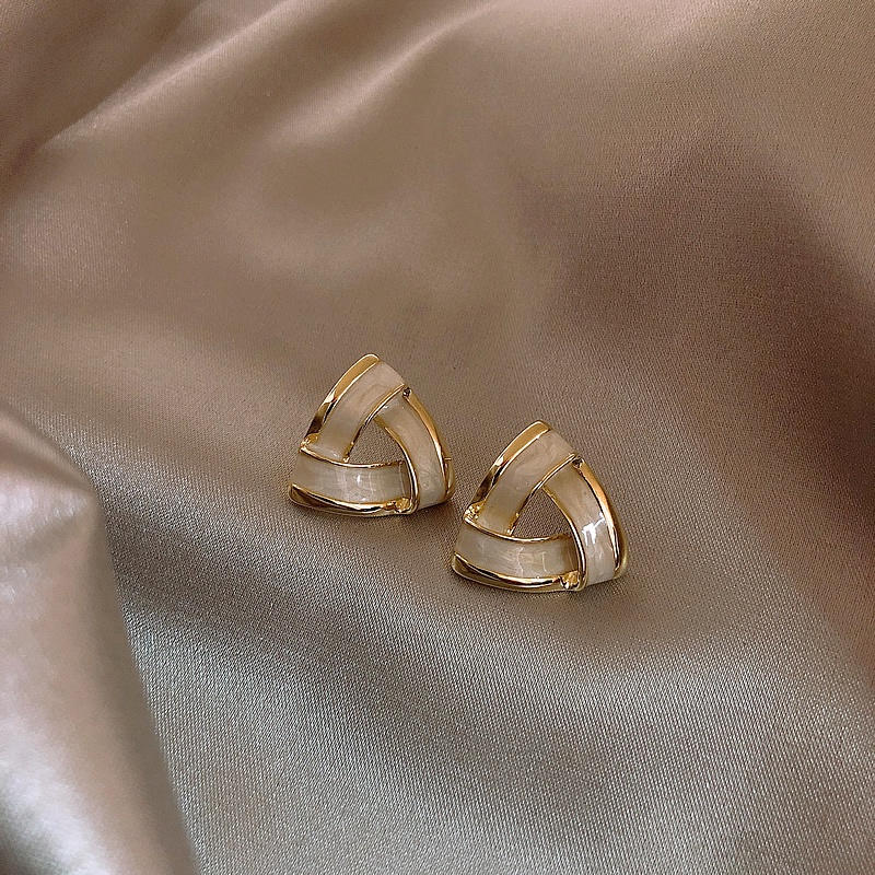 Anting Tusuk Motif Segitiga Simple Bahan Sterling Silver 925 Untuk Wanita