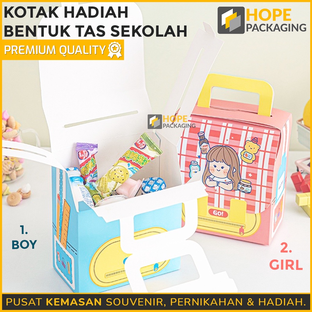 Kotak Kemasan Souvenir ultah / Kotak hadiah bentuk bus untuk anak anak Bentuk Tas sekolah