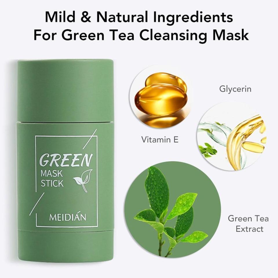 Green Mask Stick Original Green Tea Masker Wajah Pembersih Penghilang Komedo Wajah Ekstrak Teh Hijau