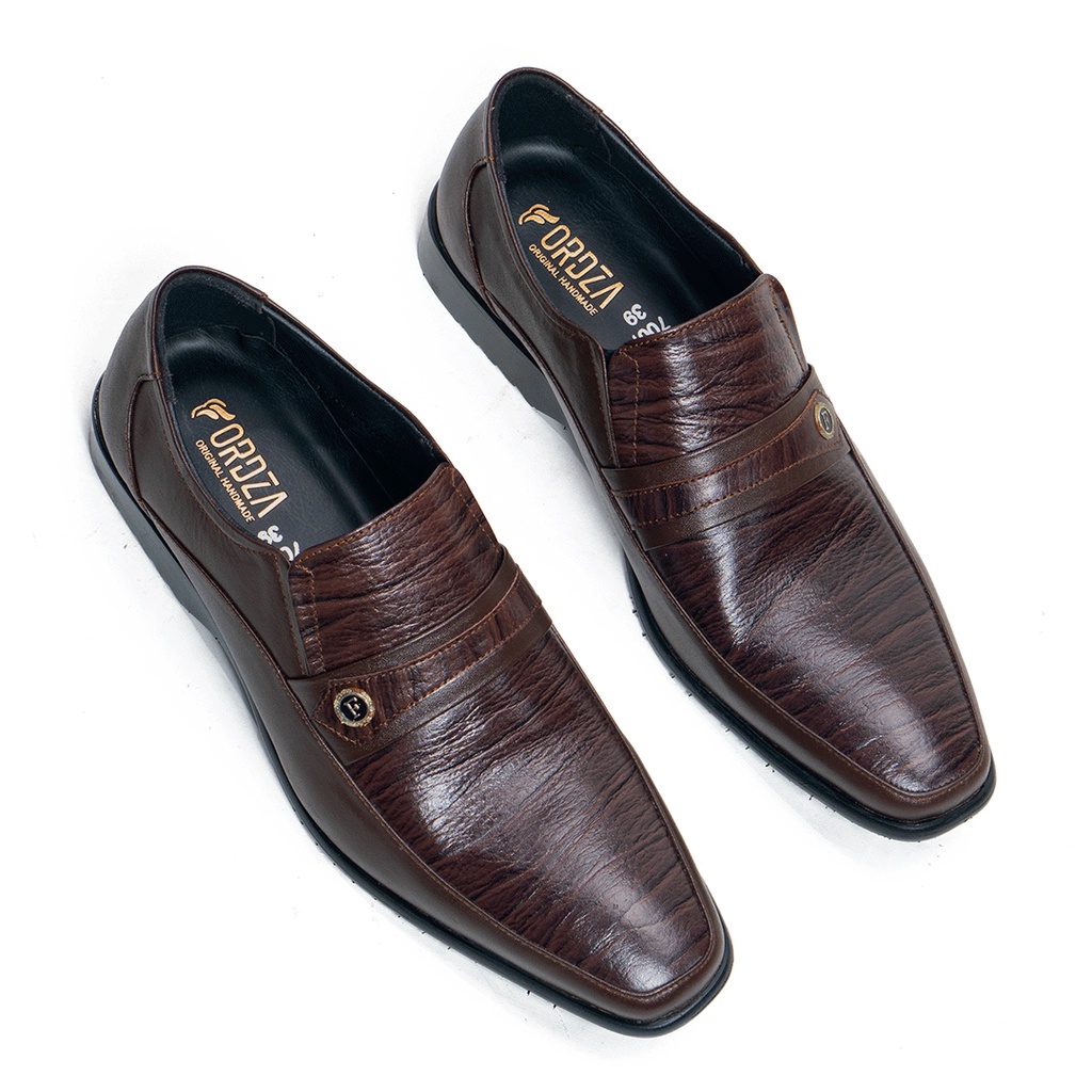 Sepatu Pantofel Pria Formal Slip On Loafers Fordza Kulit Asli F7007