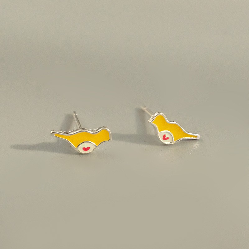 Anting Tusuk Sterling Silver 925 Model Burung Magpie Kecil Warna