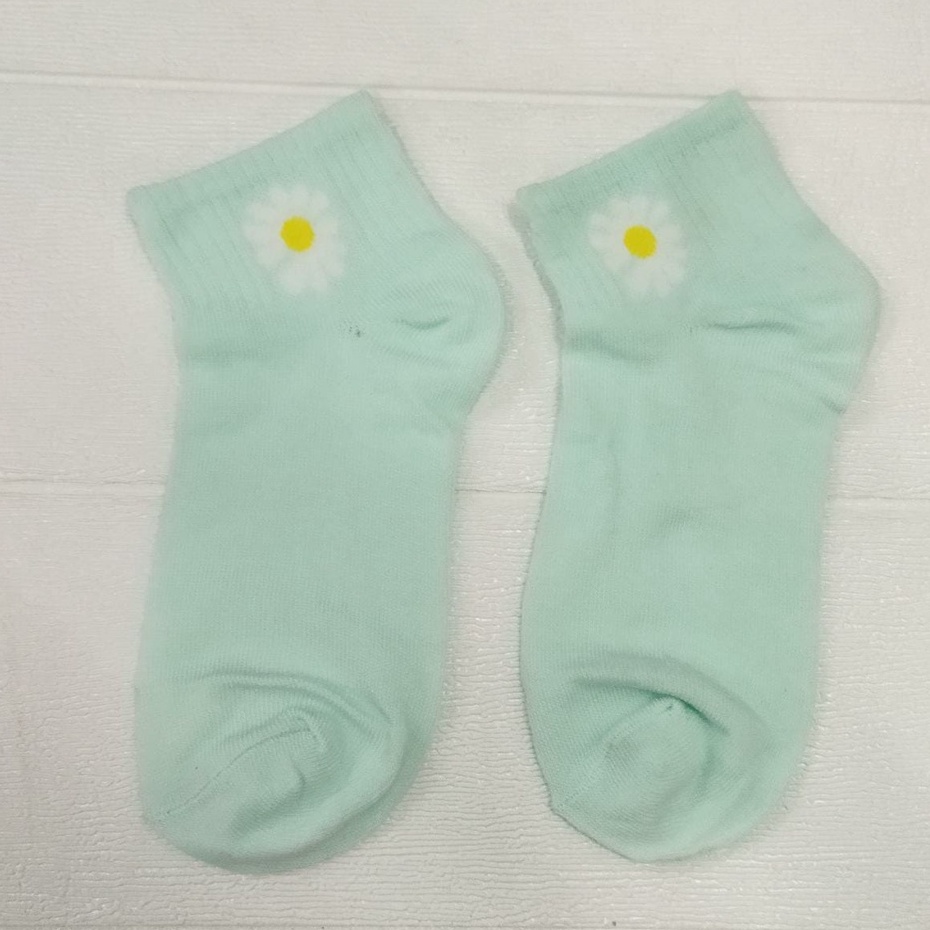 ✧YUKSHOPING✧ Kaos Kaki Ankle H185 Motif Bunga Daisy Gaya Korea Untuk Kaos Kaki Wanita Motif R456-BIRU